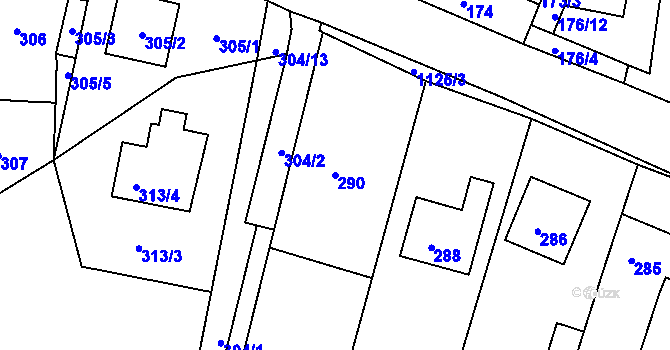 Parcela st. 290 v KÚ Ivanovice, Katastrální mapa