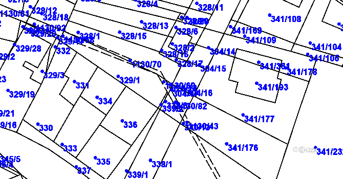 Parcela st. 304/17 v KÚ Ivanovice, Katastrální mapa