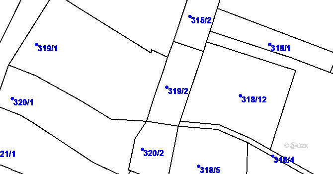 Parcela st. 319/2 v KÚ Ivanovice, Katastrální mapa