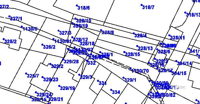 Parcela st. 328/1 v KÚ Ivanovice, Katastrální mapa