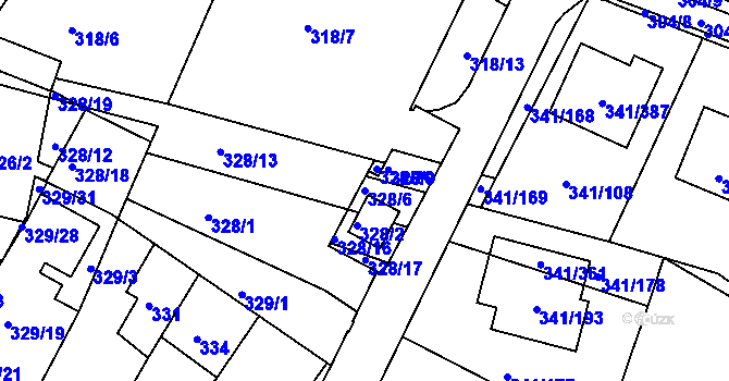Parcela st. 328/6 v KÚ Ivanovice, Katastrální mapa