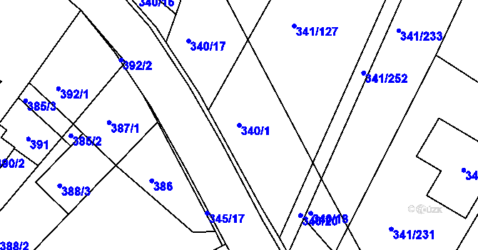Parcela st. 340/1 v KÚ Ivanovice, Katastrální mapa