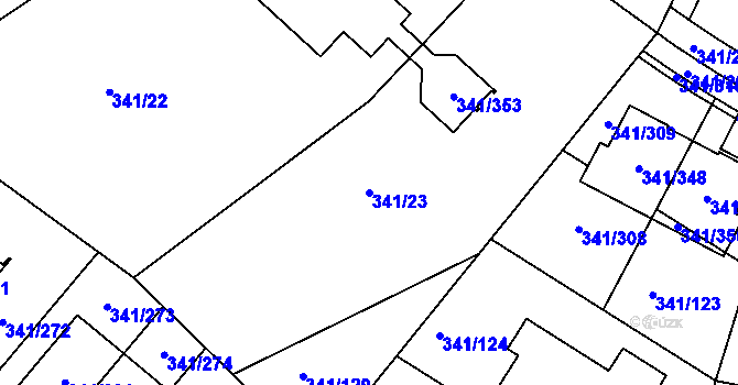 Parcela st. 341/23 v KÚ Ivanovice, Katastrální mapa