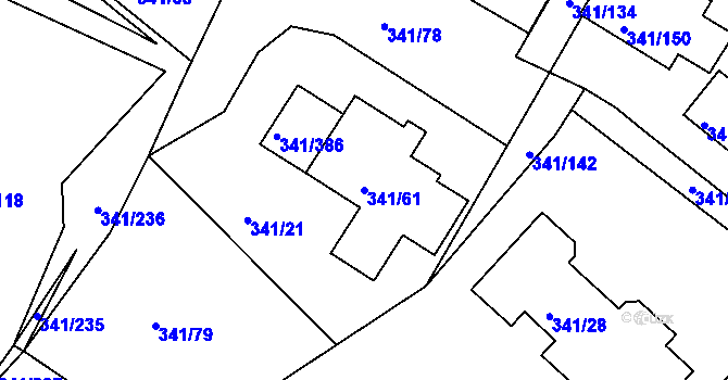 Parcela st. 341/61 v KÚ Ivanovice, Katastrální mapa