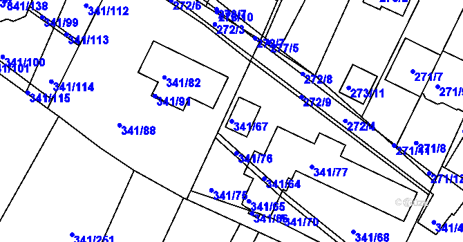 Parcela st. 341/67 v KÚ Ivanovice, Katastrální mapa