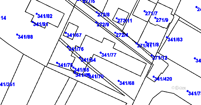 Parcela st. 341/77 v KÚ Ivanovice, Katastrální mapa