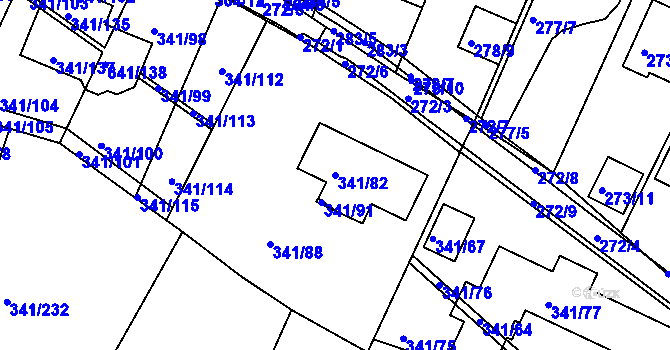 Parcela st. 341/82 v KÚ Ivanovice, Katastrální mapa