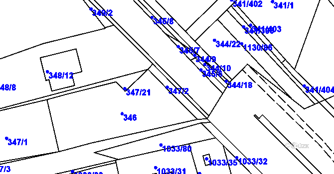 Parcela st. 347/2 v KÚ Ivanovice, Katastrální mapa
