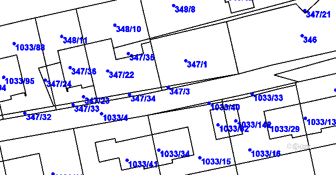 Parcela st. 347/3 v KÚ Ivanovice, Katastrální mapa