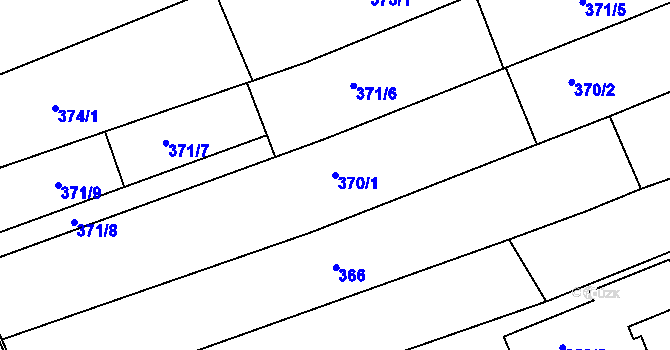 Parcela st. 370/1 v KÚ Ivanovice, Katastrální mapa