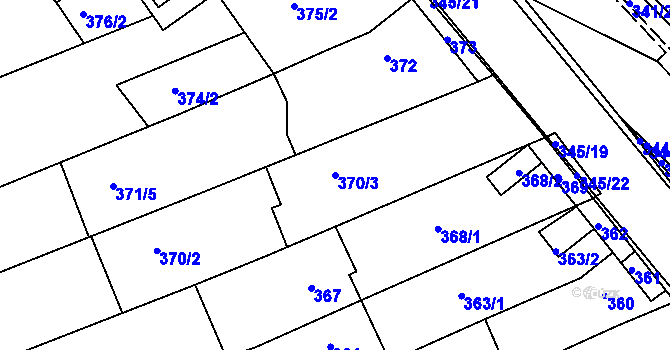 Parcela st. 370/3 v KÚ Ivanovice, Katastrální mapa
