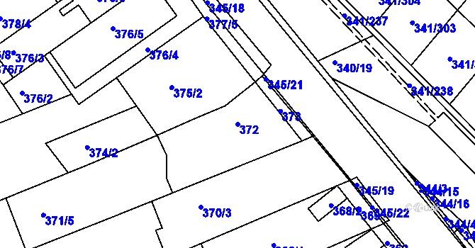 Parcela st. 372 v KÚ Ivanovice, Katastrální mapa