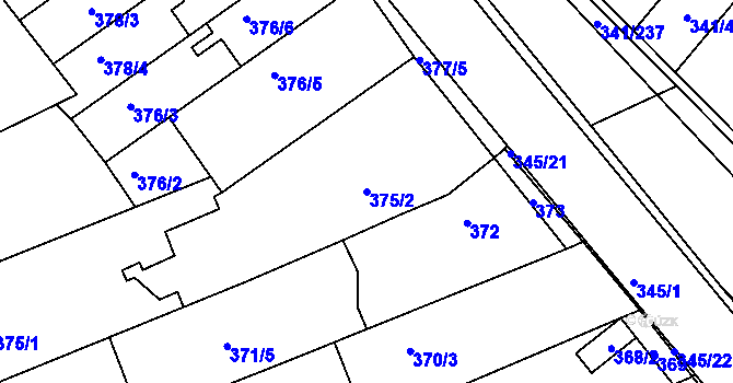 Parcela st. 375/2 v KÚ Ivanovice, Katastrální mapa