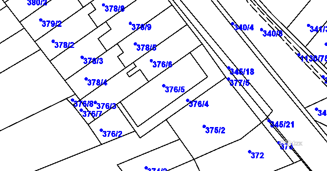 Parcela st. 376/5 v KÚ Ivanovice, Katastrální mapa