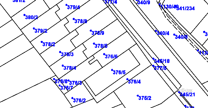 Parcela st. 376/6 v KÚ Ivanovice, Katastrální mapa