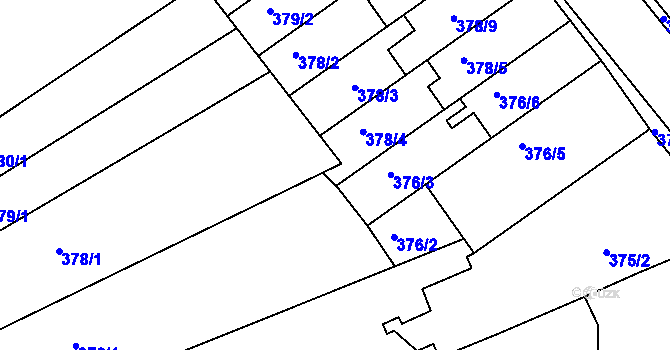 Parcela st. 376/8 v KÚ Ivanovice, Katastrální mapa