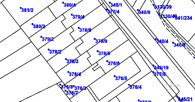 Parcela st. 378/5 v KÚ Ivanovice, Katastrální mapa