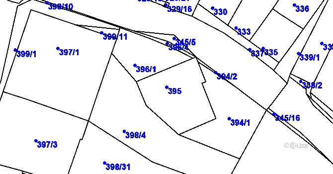 Parcela st. 395 v KÚ Ivanovice, Katastrální mapa