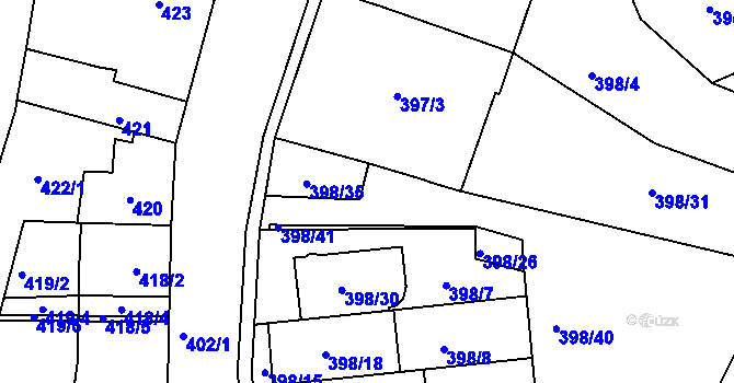 Parcela st. 398/1 v KÚ Ivanovice, Katastrální mapa