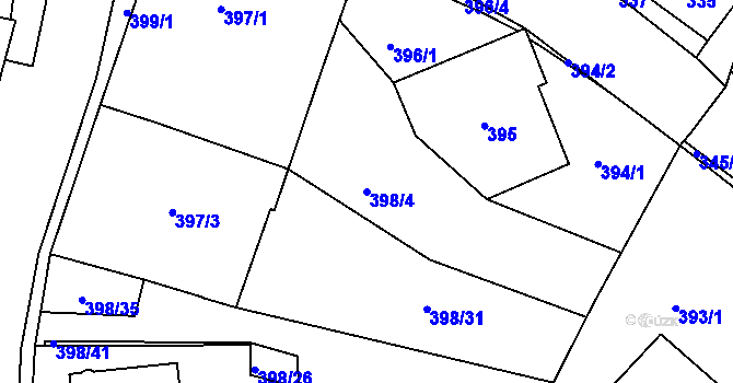 Parcela st. 398/4 v KÚ Ivanovice, Katastrální mapa