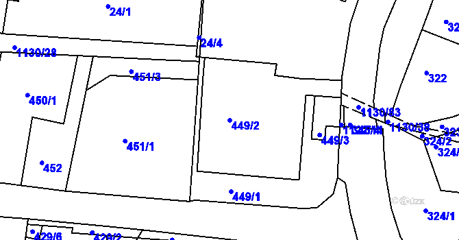 Parcela st. 449/2 v KÚ Ivanovice, Katastrální mapa