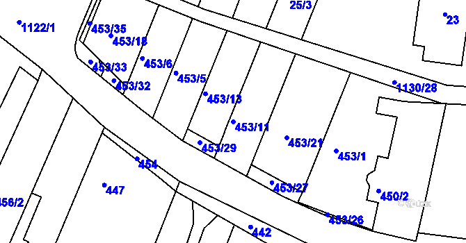 Parcela st. 453/11 v KÚ Ivanovice, Katastrální mapa
