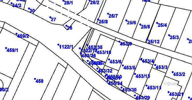 Parcela st. 453/18 v KÚ Ivanovice, Katastrální mapa
