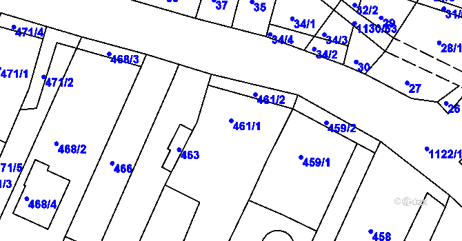 Parcela st. 461/1 v KÚ Ivanovice, Katastrální mapa