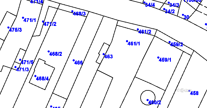 Parcela st. 463 v KÚ Ivanovice, Katastrální mapa