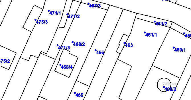 Parcela st. 466 v KÚ Ivanovice, Katastrální mapa