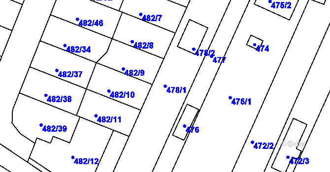 Parcela st. 478/1 v KÚ Ivanovice, Katastrální mapa