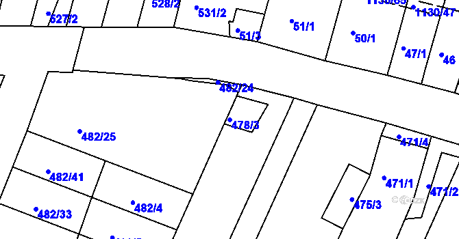Parcela st. 478/3 v KÚ Ivanovice, Katastrální mapa
