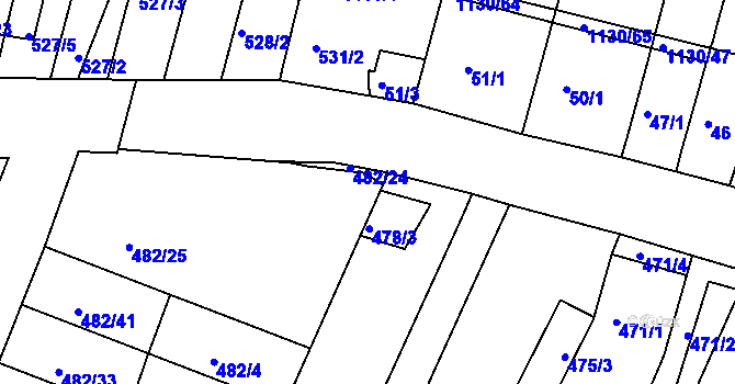 Parcela st. 482/3 v KÚ Ivanovice, Katastrální mapa