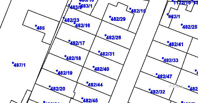 Parcela st. 482/31 v KÚ Ivanovice, Katastrální mapa
