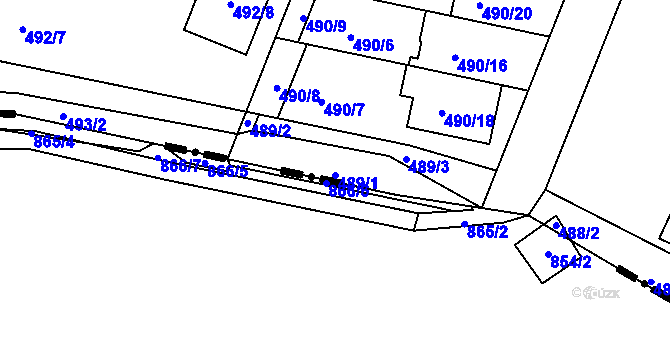 Parcela st. 489/1 v KÚ Ivanovice, Katastrální mapa