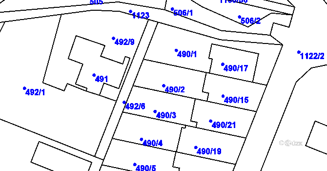 Parcela st. 490/2 v KÚ Ivanovice, Katastrální mapa