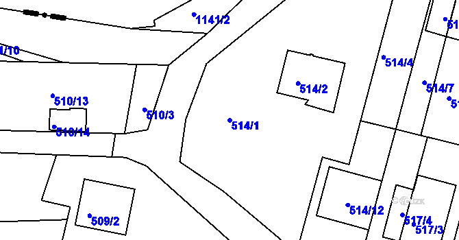 Parcela st. 514/1 v KÚ Ivanovice, Katastrální mapa