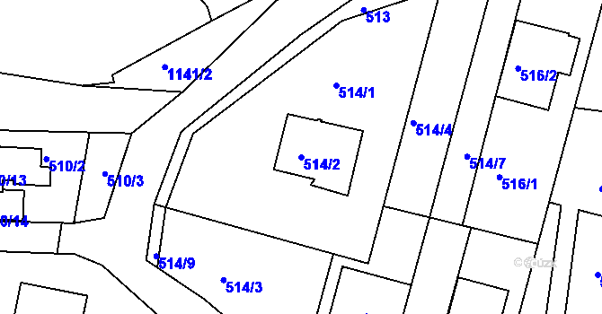 Parcela st. 514/2 v KÚ Ivanovice, Katastrální mapa