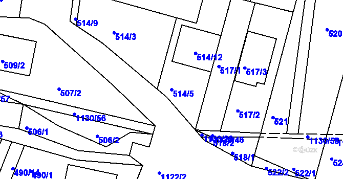 Parcela st. 514/5 v KÚ Ivanovice, Katastrální mapa