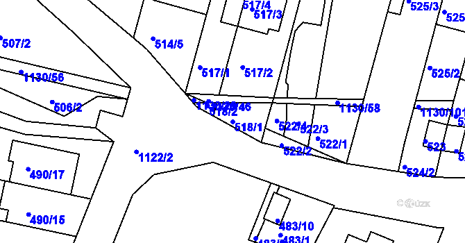 Parcela st. 518/1 v KÚ Ivanovice, Katastrální mapa