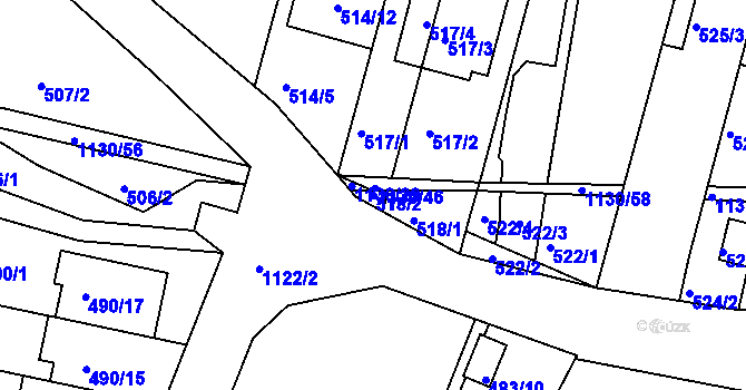 Parcela st. 518/2 v KÚ Ivanovice, Katastrální mapa