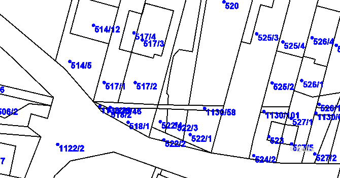 Parcela st. 521 v KÚ Ivanovice, Katastrální mapa