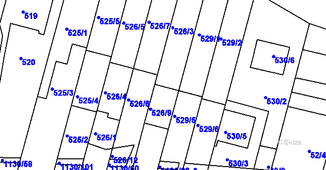 Parcela st. 526/10 v KÚ Ivanovice, Katastrální mapa