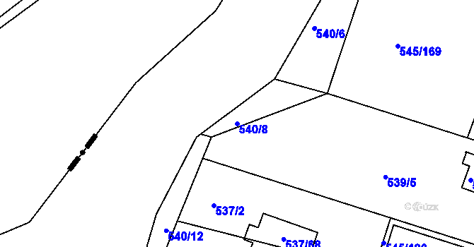 Parcela st. 540/8 v KÚ Ivanovice, Katastrální mapa