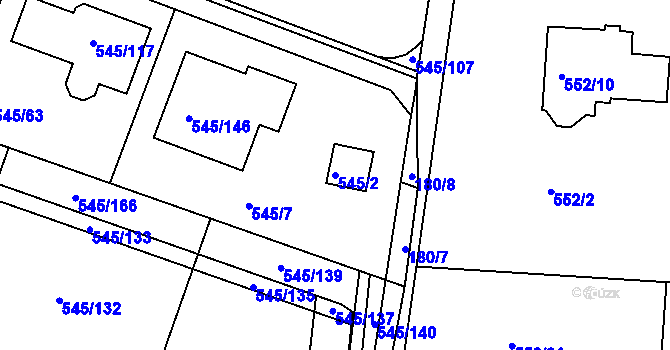 Parcela st. 545/2 v KÚ Ivanovice, Katastrální mapa