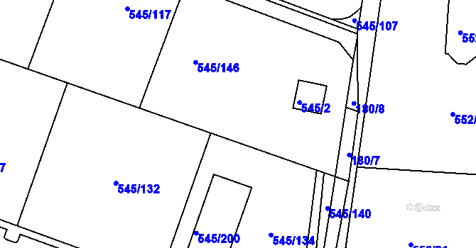 Parcela st. 545/7 v KÚ Ivanovice, Katastrální mapa