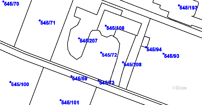 Parcela st. 545/72 v KÚ Ivanovice, Katastrální mapa
