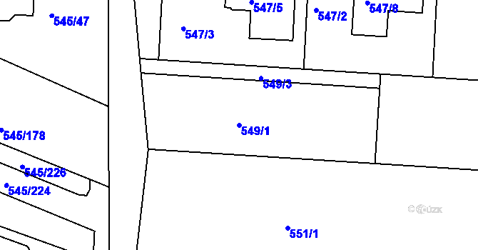 Parcela st. 549/1 v KÚ Ivanovice, Katastrální mapa