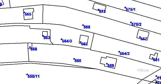 Parcela st. 562 v KÚ Ivanovice, Katastrální mapa