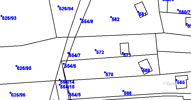 Parcela st. 572 v KÚ Ivanovice, Katastrální mapa